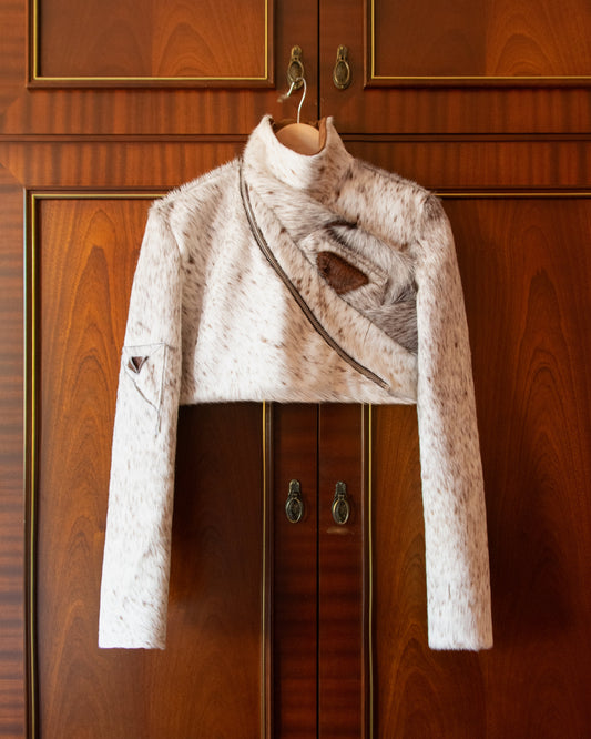 ORIGAMI FLOWER JACKET FROM LEATHER PONYFUR